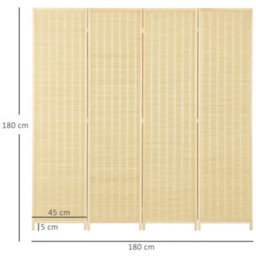 Homcom 4 Panel Folding Room Divider 170Cm Wall Privacy Screen Protector Natural - thumbnail 3