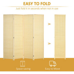 Homcom 4 Panel Folding Room Divider 170Cm Wall Privacy Screen Protector Natural - thumbnail 6