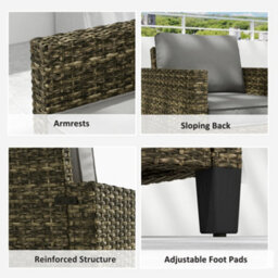 Outsunny Single Rattan Chair, Garden Armchair With Cushions, Dark Grey - thumbnail 6