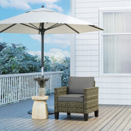 Outsunny Single Rattan Chair, Garden Armchair With Cushions, Dark Grey - thumbnail 9