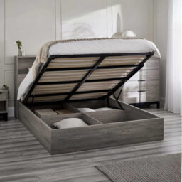 Julian Bowen Bali 135Cm Double Grey Oak Effect Bookcase Shelf Headboard Lift-Up Ottoman Storage Bed - thumbnail 2