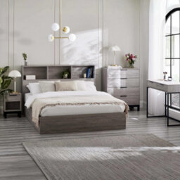 Julian Bowen Bali 135Cm Double Grey Oak Effect Bookcase Shelf Headboard Lift-Up Ottoman Storage Bed - thumbnail 3