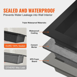 Vevor Shower Niche Ready For Tile 40.64X127Cm, Single Shelf Organizer, Sealed Black - thumbnail 2