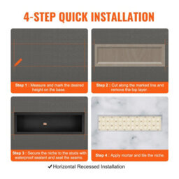 Vevor Shower Niche Ready For Tile 40.64X127Cm, Single Shelf Organizer, Sealed Black - thumbnail 5
