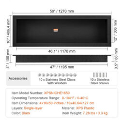 Vevor Shower Niche Ready For Tile 40.64X127Cm, Single Shelf Organizer, Sealed Black - thumbnail 7