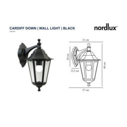 Nordlux Cardiff Outdoor Aluminium Wall Light Weatherproof Black,mains - thumbnail 2