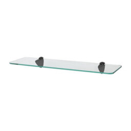 Harbour Housewares Rounded Floating Glass Shelf - 50Cm - Black Brackets - Bathroom Shower Storage Vanity Display Unit Shelf - thumbnail 1