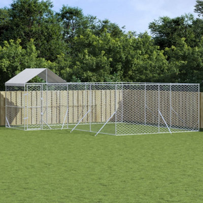 Vidaxl Outdoor Dog Kennel With Roof Silver 6X6X2.5 M Galvanised Steel - image 1