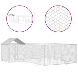 Vidaxl Outdoor Dog Kennel With Roof Silver 6X6X2.5 M Galvanised Steel - thumbnail 2