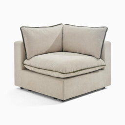 Furniturebox Uk Echo Cream & Green Trim Linen-Look Fabric Corner Armchair For Modular Sofa - thumbnail 6