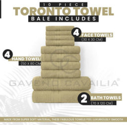 Gaveno Cavailia 10 Piece Toronto Towel Bale Set Mocha Premier Super Soft And Quick Obsorbent Bath Towel - thumbnail 2