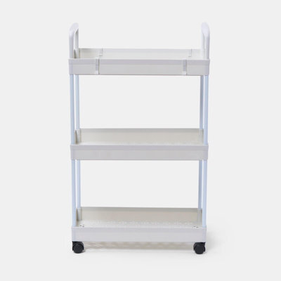 Ohs Trolley Cart 3 Tier Bathroom Storage Portable Kitchen Home Organiser, White - image 1