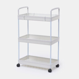 Ohs Trolley Cart 3 Tier Bathroom Storage Portable Kitchen Home Organiser, White - thumbnail 6