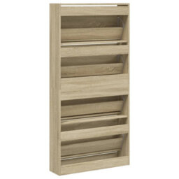 Berkfield Shoe Cabinet With 4 Flip-Drawers Sonoma Oak 80X21X163.5 Cm - thumbnail 8
