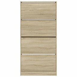 Berkfield Shoe Cabinet With 4 Flip-Drawers Sonoma Oak 80X21X163.5 Cm - thumbnail 6