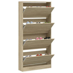 Berkfield Shoe Cabinet With 4 Flip-Drawers Sonoma Oak 80X21X163.5 Cm - thumbnail 4