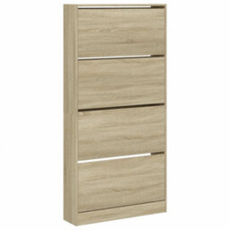 Berkfield Shoe Cabinet With 4 Flip-Drawers Sonoma Oak 80X21X163.5 Cm - thumbnail 2
