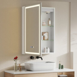 Thehotsale 1 Door Wall Mounted Bathroom Mirror Cabinet With Led And Shaver Socket - thumbnail 2