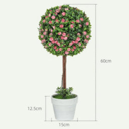 Homcom Set Of 2 Artificial Plants With Rose Flower In Pot, 60Cm, Pink - thumbnail 3