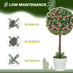 Homcom Set Of 2 Artificial Plants With Rose Flower In Pot, 60Cm, Pink - thumbnail 5