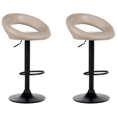 Beliani Set Of 2 Bar Chairs Peoria Faux Leather Swivel Light Beige - image 1
