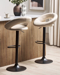 Beliani Set Of 2 Bar Chairs Peoria Faux Leather Swivel Light Beige - thumbnail 2