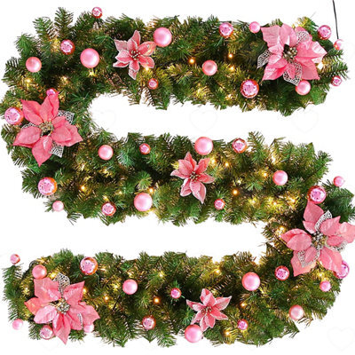 Amorly Battery Operated Pre Lit Christmas Garland 2.7M, Artificial Cedar Rattan Vine With Lights, Festive Hanging Decor For Mantel, Door - image 1