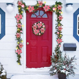 Amorly Battery Operated Pre Lit Christmas Garland 2.7M, Artificial Cedar Rattan Vine With Lights, Festive Hanging Decor For Mantel, Door - thumbnail 6
