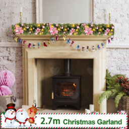 Amorly Battery Operated Pre Lit Christmas Garland 2.7M, Artificial Cedar Rattan Vine With Lights, Festive Hanging Decor For Mantel, Door - thumbnail 2