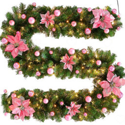 Amorly Battery Operated Pre Lit Christmas Garland 2.7M, Artificial Cedar Rattan Vine With Lights, Festive Hanging Decor For Mantel, Door - thumbnail 1