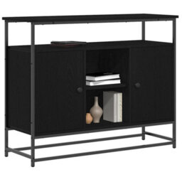 Berkfield Sideboard Black Oak 100X35X80 Cm Engineered Wood And Steel - thumbnail 3