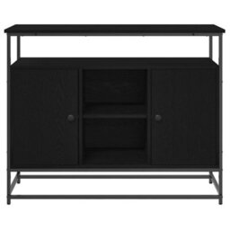 Berkfield Sideboard Black Oak 100X35X80 Cm Engineered Wood And Steel - thumbnail 6