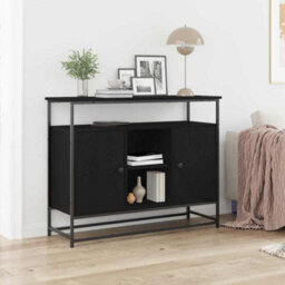 Berkfield Sideboard Black Oak 100X35X80 Cm Engineered Wood And Steel