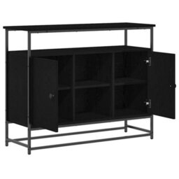 Berkfield Sideboard Black Oak 100X35X80 Cm Engineered Wood And Steel - thumbnail 5