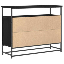 Berkfield Sideboard Black Oak 100X35X80 Cm Engineered Wood And Steel - thumbnail 8