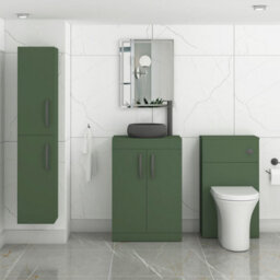 Royal Bathrooms Turin 500mm Freestanding Bathroom Vanity Unit With Sink 2 Door Matt Green & Milan Black Countertop Basin - thumbnail 3