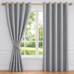 Aspire Homeware Grey Linen 100% Blackout Curtain-Thermal Insulated Eyelet Room Darkening Curtain Pair (W)168Cm X (D)228Cm - thumbnail 9