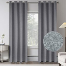 Aspire Homeware Grey Linen 100% Blackout Curtain-Thermal Insulated Eyelet Room Darkening Curtain Pair (W)168Cm X (D)228Cm