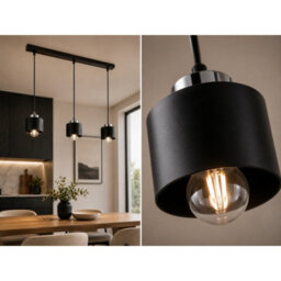 Luminosa Lighting Luminosa Simply Bar Pendant Ceiling Light Black, Silver 3X E27 - thumbnail 3