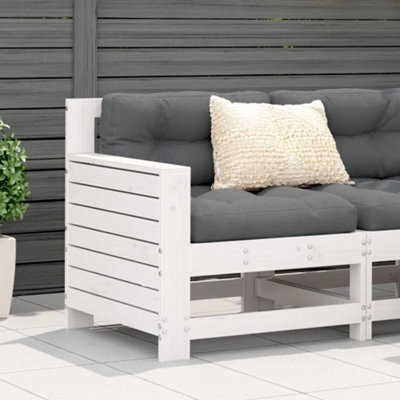 Berkfield Garden Armrest Sofa With Cushion White Solid Wood Pine - image 1