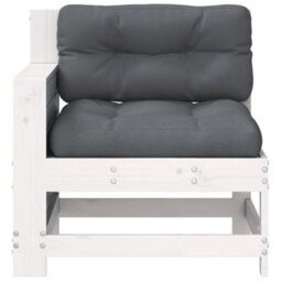 Berkfield Garden Armrest Sofa With Cushion White Solid Wood Pine - thumbnail 4