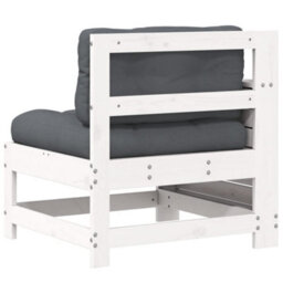 Berkfield Garden Armrest Sofa With Cushion White Solid Wood Pine - thumbnail 6