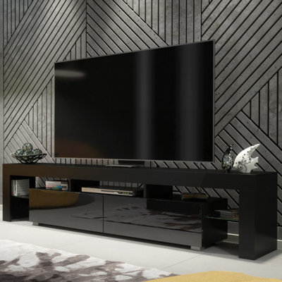 Tv Unit Nova 200Cm - Black With Gloss Doors - image 1