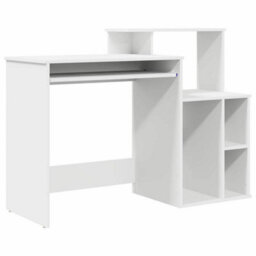 Berkfield Modern Desk With Storage White 120.5X44X88.5 Cm Engineered Wood - thumbnail 1