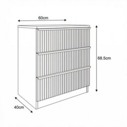 Green 3 Drawer Chest Of Drawers Bedroom Storage Unit - thumbnail 2