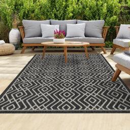Homeart Outdoor Rugs Easy Cleaning Area Rugs For Balcony,garden,picnic,uv Weather Resistant  Anthracite Cream 180 X 270 Cm