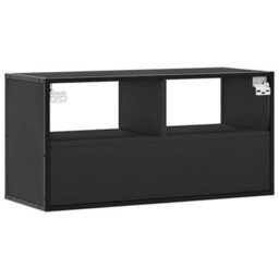 Berkfield Industrial Tv Cabinet Black 80X31X39.5 Cm Engineered Wood And Metal - thumbnail 6