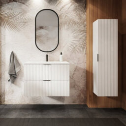 Heze Furniture Flow Wall-Mounted 2 Drawer Bathroom Vanity Cabinet With Basin 80Cm - White - thumbnail 1