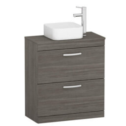Royal Bathrooms 800mm Floor Standing Vanity Unit 2 Drawer Grey Elm & Countertop Basin - Elena - thumbnail 4