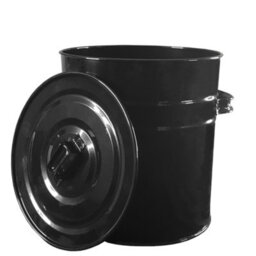 Ketobarrow Black Ash Bin Bucket With Flat Lid & Handles For Fireplaces Fire Pits Wood Coal Burning Stove Metal Charcoal Box - thumbnail 4